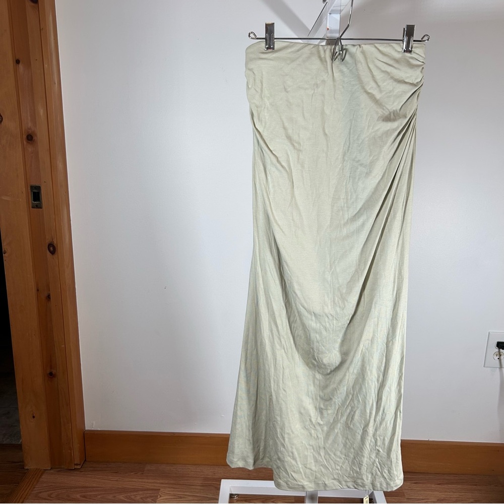 OGL Maxi Skirt Light Greenโ Cream Jersey Knit Flowy Women Size Medium NEW